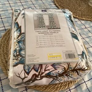 Cynthia Rowley Jacobean Floral Curtains - Blue, white. Rod pocket.